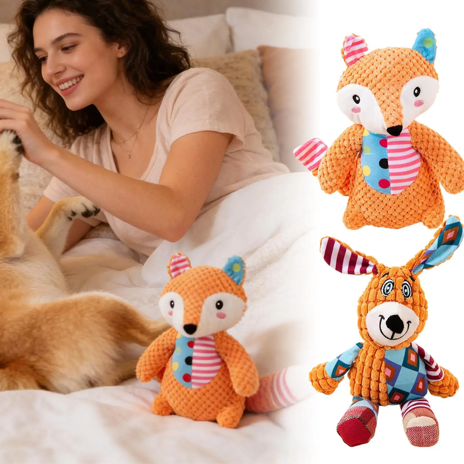 

Писклявые игрушки для собак, плюшевая интерактивная игра в форме животных, интерактивная жевательная игрушка со складчатой бумагой для внутреннего и наружного двора