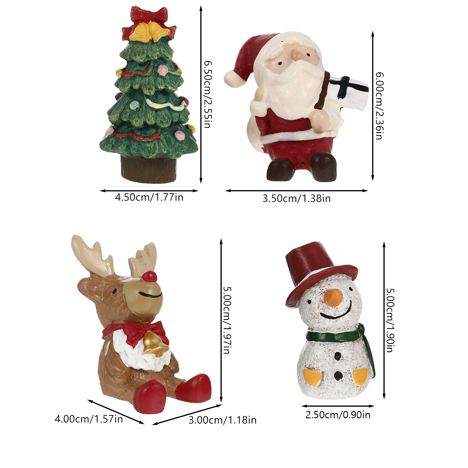 4 Pcs Christmas Ornaments Reindeer Figurine House Decorations Mini The Gift Resin Tree Snowman Reptile Tank