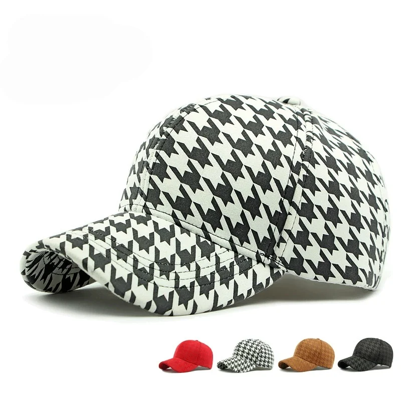 

Men's and Women's Classic Fashion Thousand Birds Check Hard Top Baseball Cap Outdoor Sunscreen Sun Hat Duck Tongue Cap