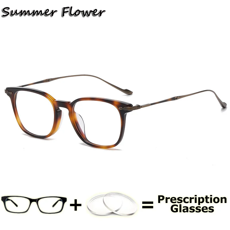 

Prescription Glasses Acetate Pure Titanium Myopia Optical Lenses Women Reading Glasses Men Presbyopia Eywear Astigmatism Glass