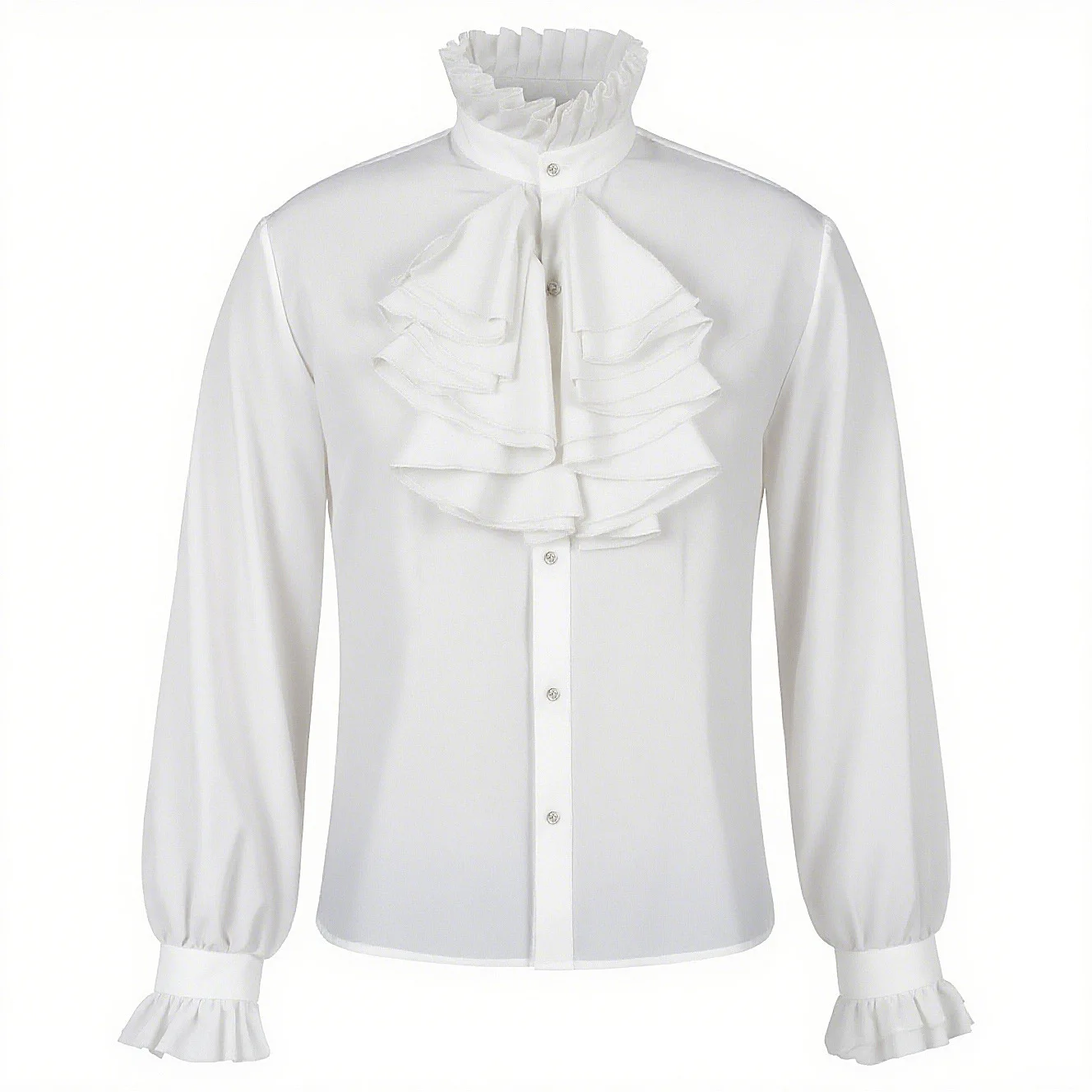 Victorian Era Steam Punk Gothic  Renaissance Style Long Sleeve Satin Halloween Costume with Puffy Sleeves Medieval Theme