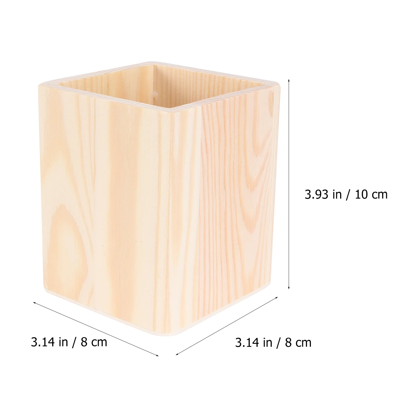 2 Pcs Wood Container for Desk Organization Pencil Holder DIY Craft Storage Box Office Stationery Accessory
