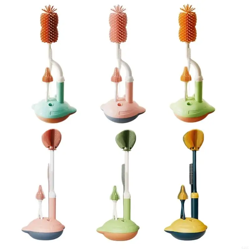 

G2TC Baby Feeding Essential 3 Piece Bottle Brush Set Newborns Bottle Brush Straw Brushes Comfortable Grip Designing