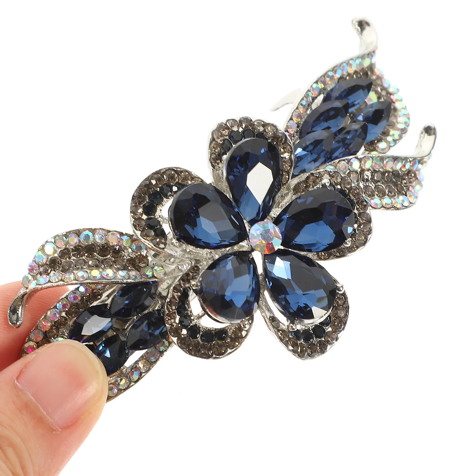 

Sparkly Rhinestone Clip Alloy Spring Barrette Women Thick Fine Hair Holder Bun Accessories Jewelry For Wedding