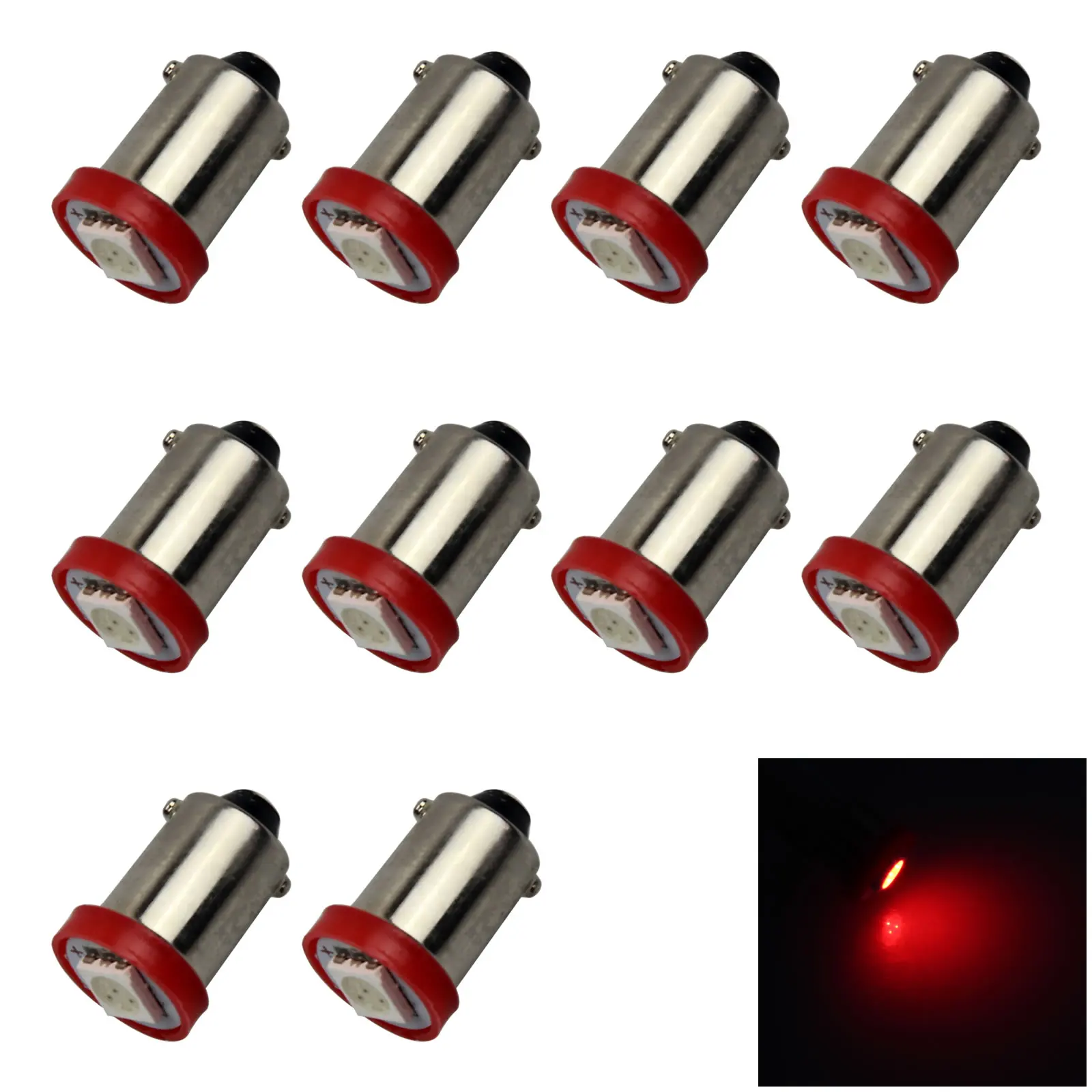 10x Red AUTO BA9S Reading Lamp Reverse Light 1 5050 SMD LED 53 1835 Z2986