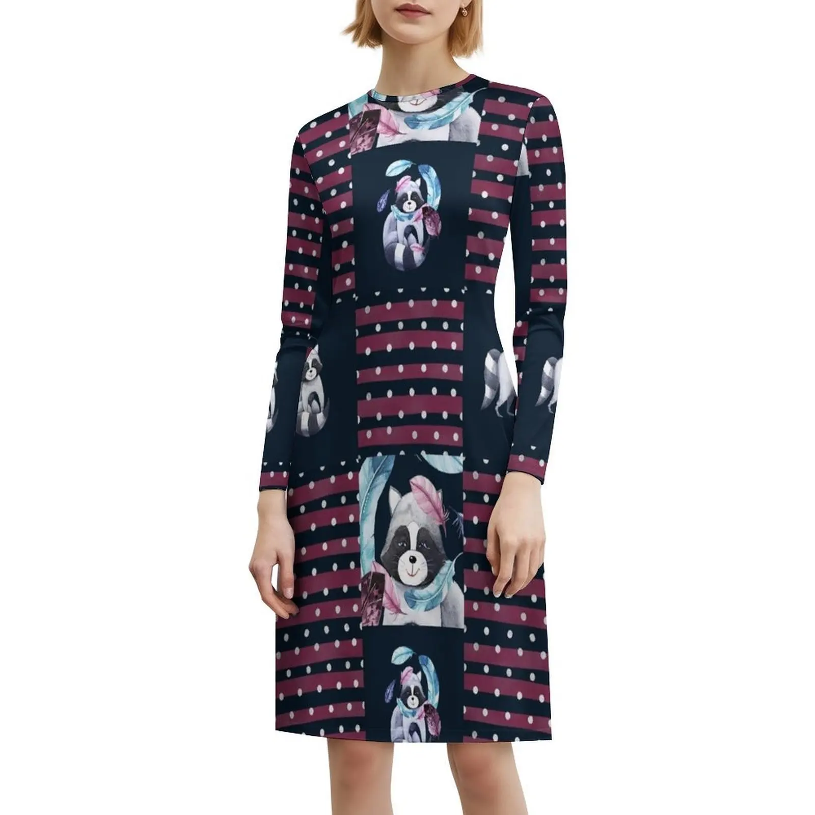 الراكون الأزهار ريشة الأزهار سموك فستان للنساء الربيع الصيف فستان كاجوال للحزب الراكون تشريح الراكون الفن الراكون #6