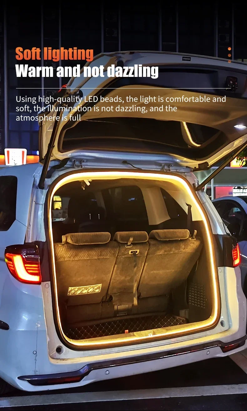 Auto-Kofferraum-LED-Lichtleiste 200cm/400cm Flexible PVC-Dekorationslichtleiste Automatische Induktions-Atmosphärenlampe Universal für SUV – Detail 5