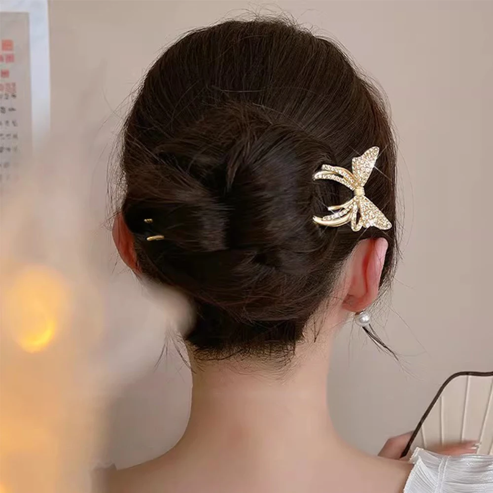 Pearl Flower Heart Moon U-Shaped Hair Fork Hairpin for Women Bow Cross Star Hair Sticks Metal Versatile Girls Hair Accessories