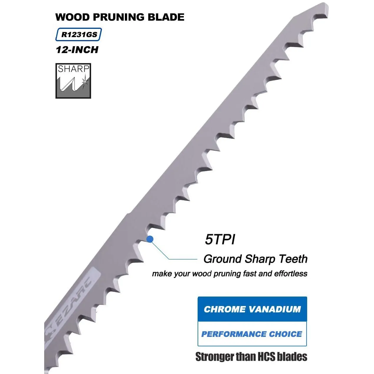 EZARC Wood Pruning Reciprocating Saw Blade, 225mm / 300mm Reciprocating Saw Blades R931GS / R1231GS 5TPI (5-Pack)