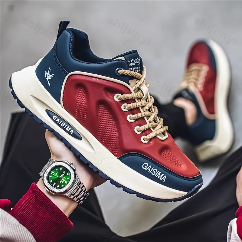 

Осень 2024, новый нишевый дизайн, повседневная спортивная обувь с низким верхом и толстой подошвой для мужчин, модные трендовые удобные нескользящие массивные кроссовки