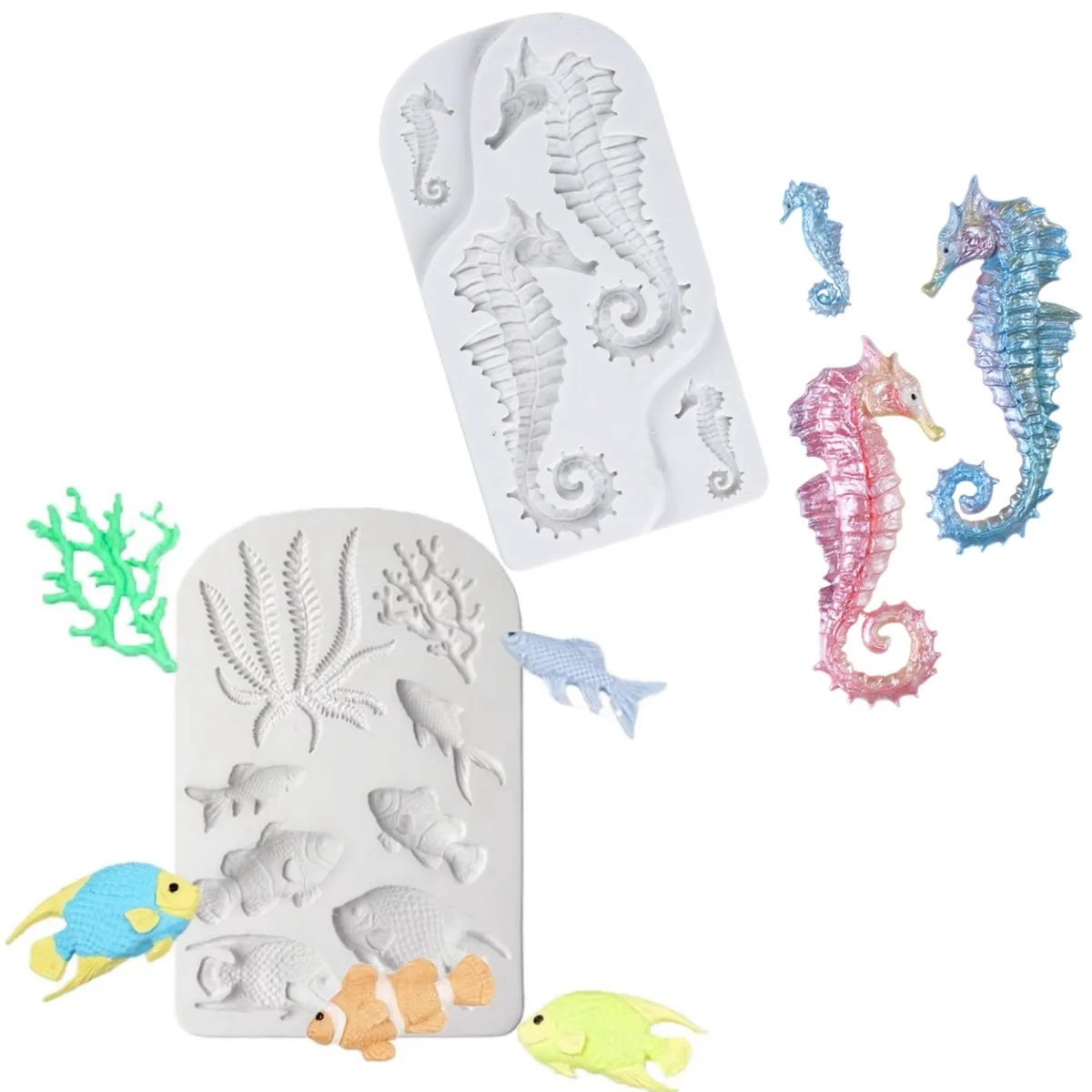 3D Sea Shell Tropical Fish Modeling Silicone Mold Diy Home Easter Pastry Chocolate Cake Decor Baking Tool Drop Glue Resin Mould