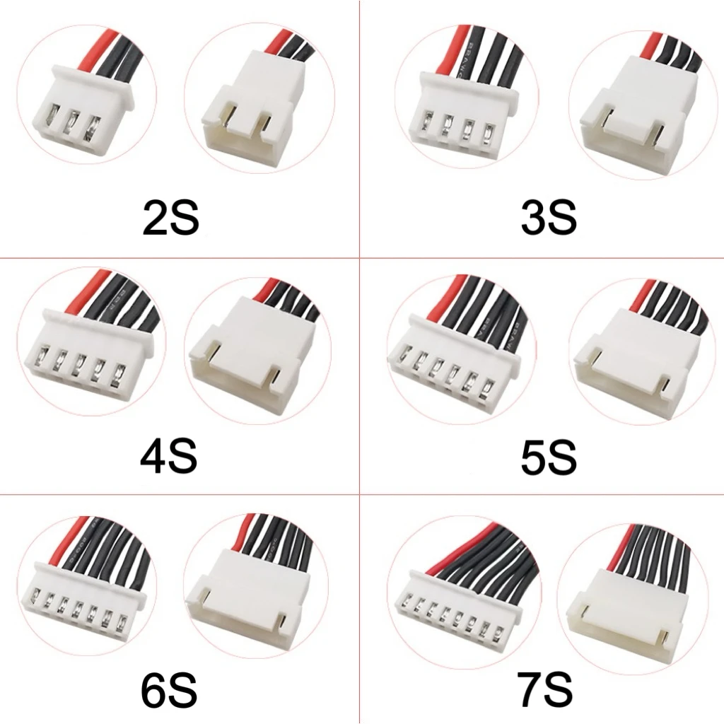 JST-XH 2S 3S 4S 5S 6S 7S 8S LiPo Battery Balance Charger Plug Line Extension Cord Wire Balancer Connector Cable 10/20/30CM 22AWG