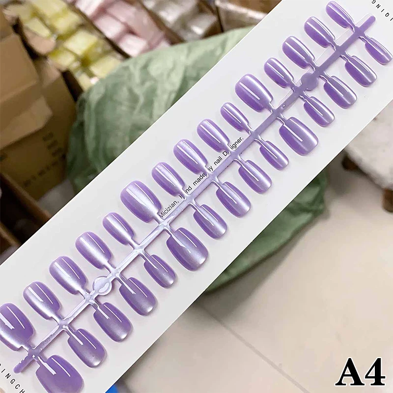 &30Pcs Different Size Short Press On Nails Cat Eyes Decoration Wearable False Nails Full Cover Nail Tips Art+!~