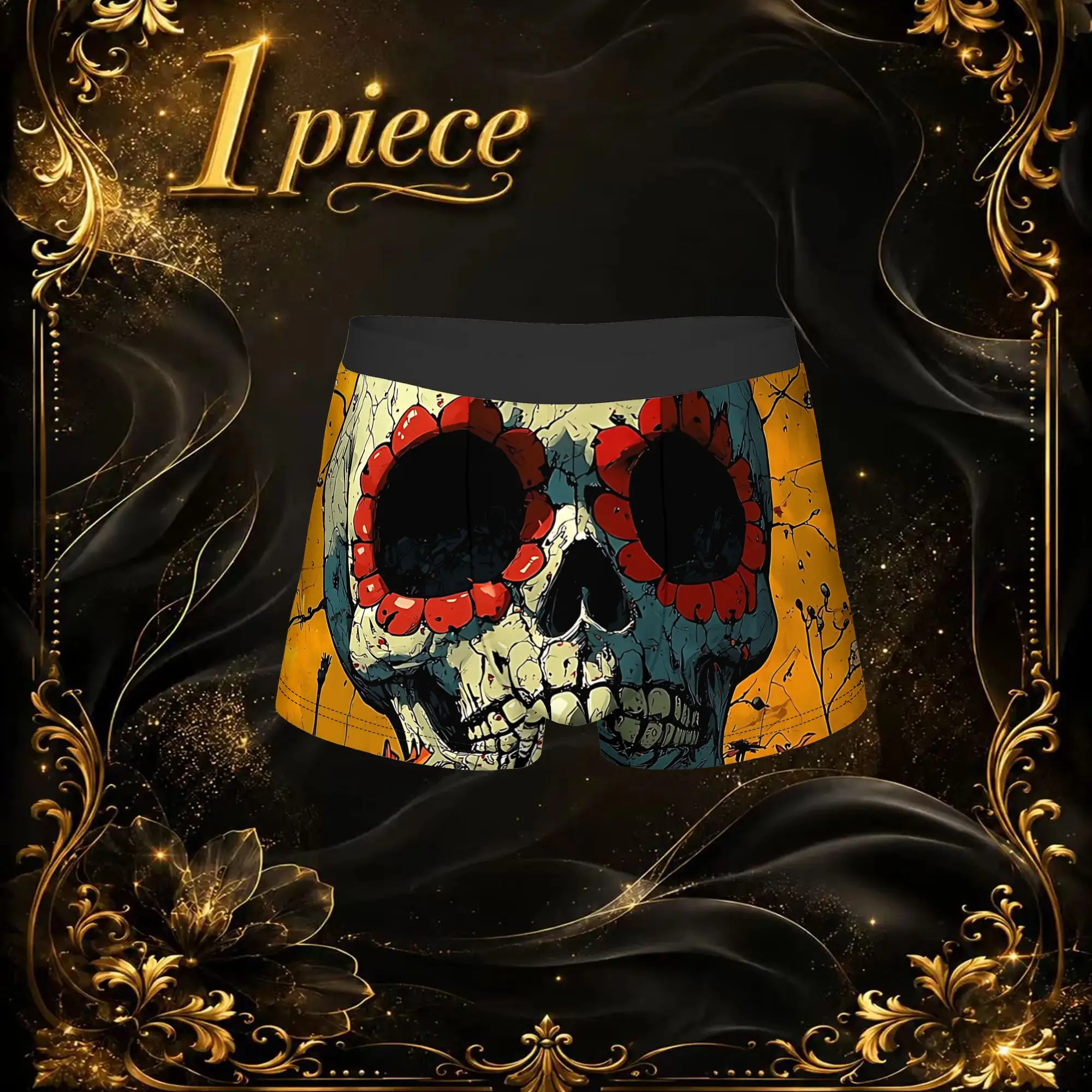 1pc Popular Skeleton Flower Bouquet Print boxers  adults  Breathbale Panties Men's Underwear Print Shorts Boxer Briefs