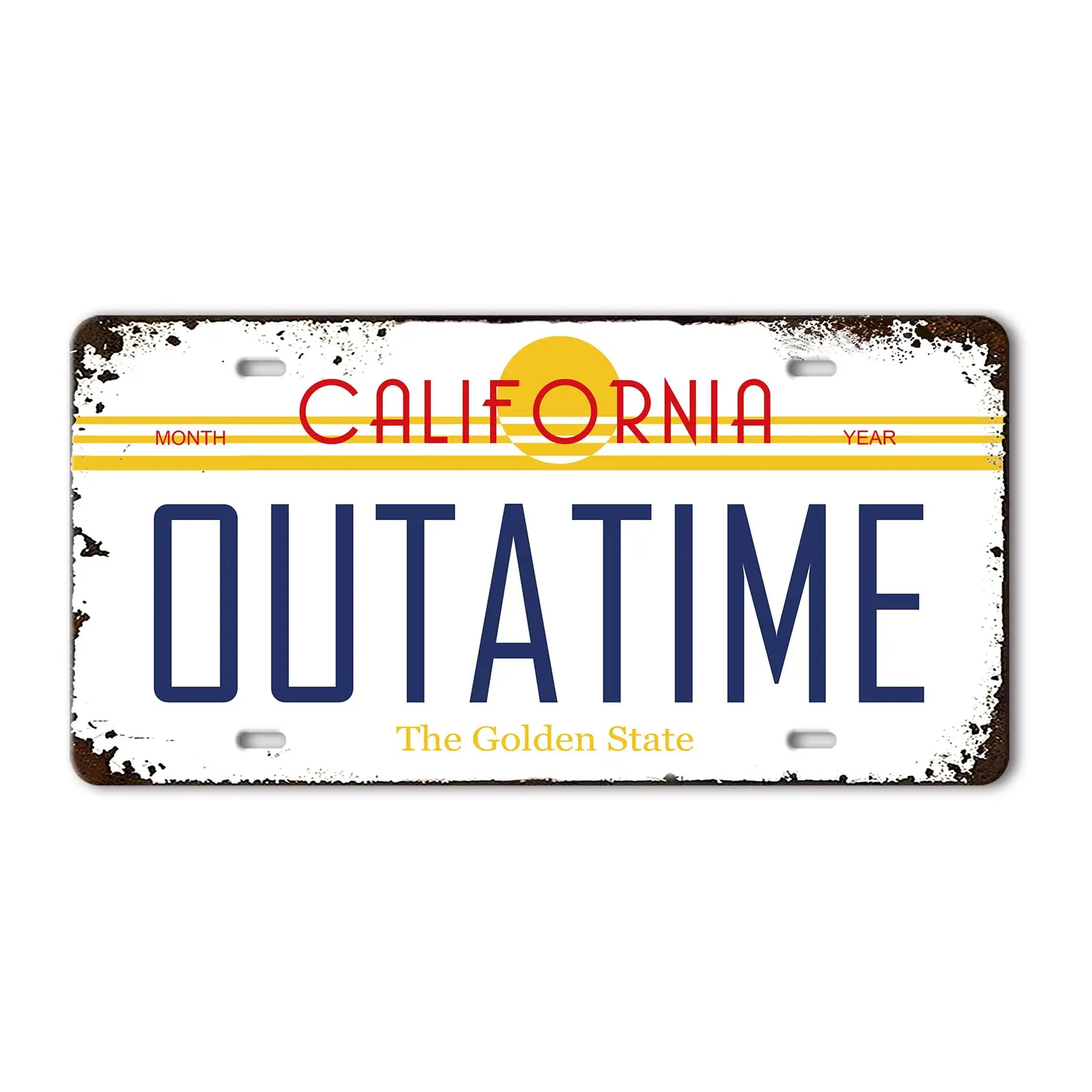 Outatime Back To The Future License Plate Memorabilia, Delorean Movie Prop Metal Stamped Vanity Number Tag 12x6 Inch Tin Sign