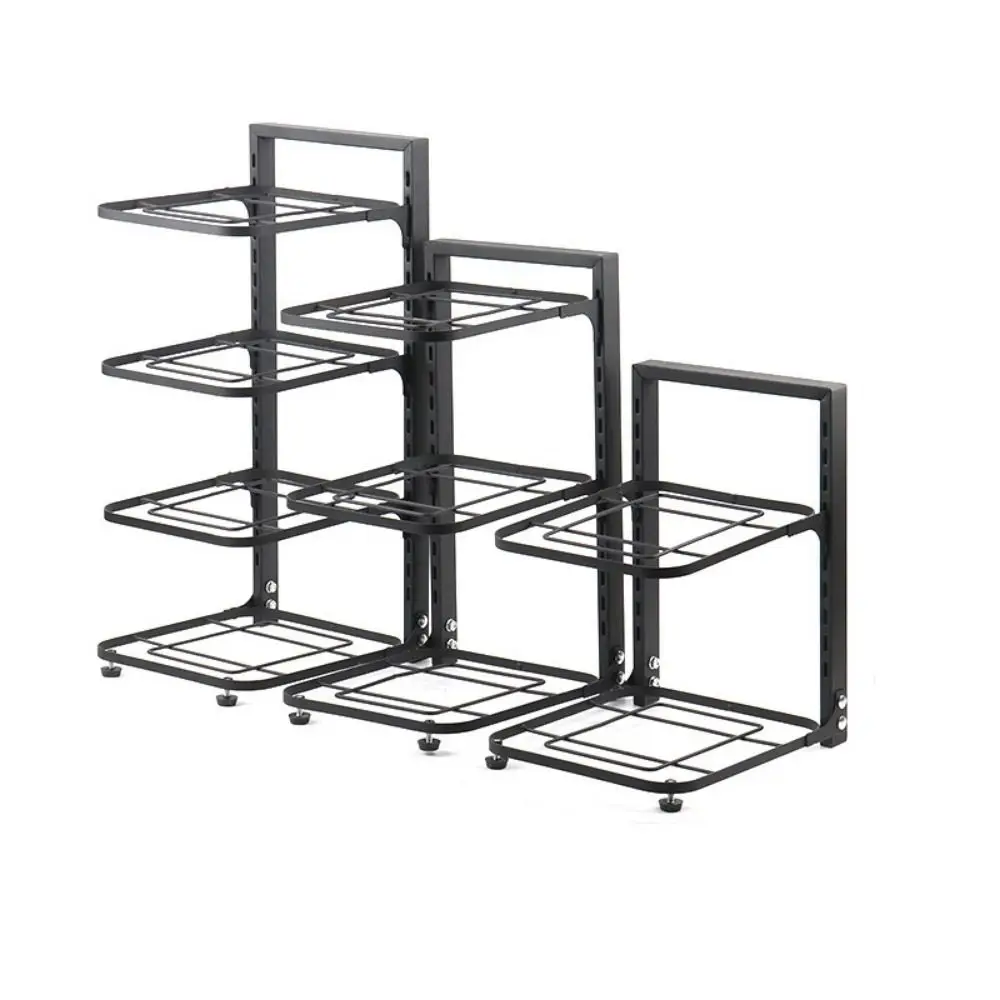 

Multi-layer Kitchen Storage Shelf 2/3/4 Tiers Black Pot Rack Organizer Height Adjustable Adjustable Cabinets