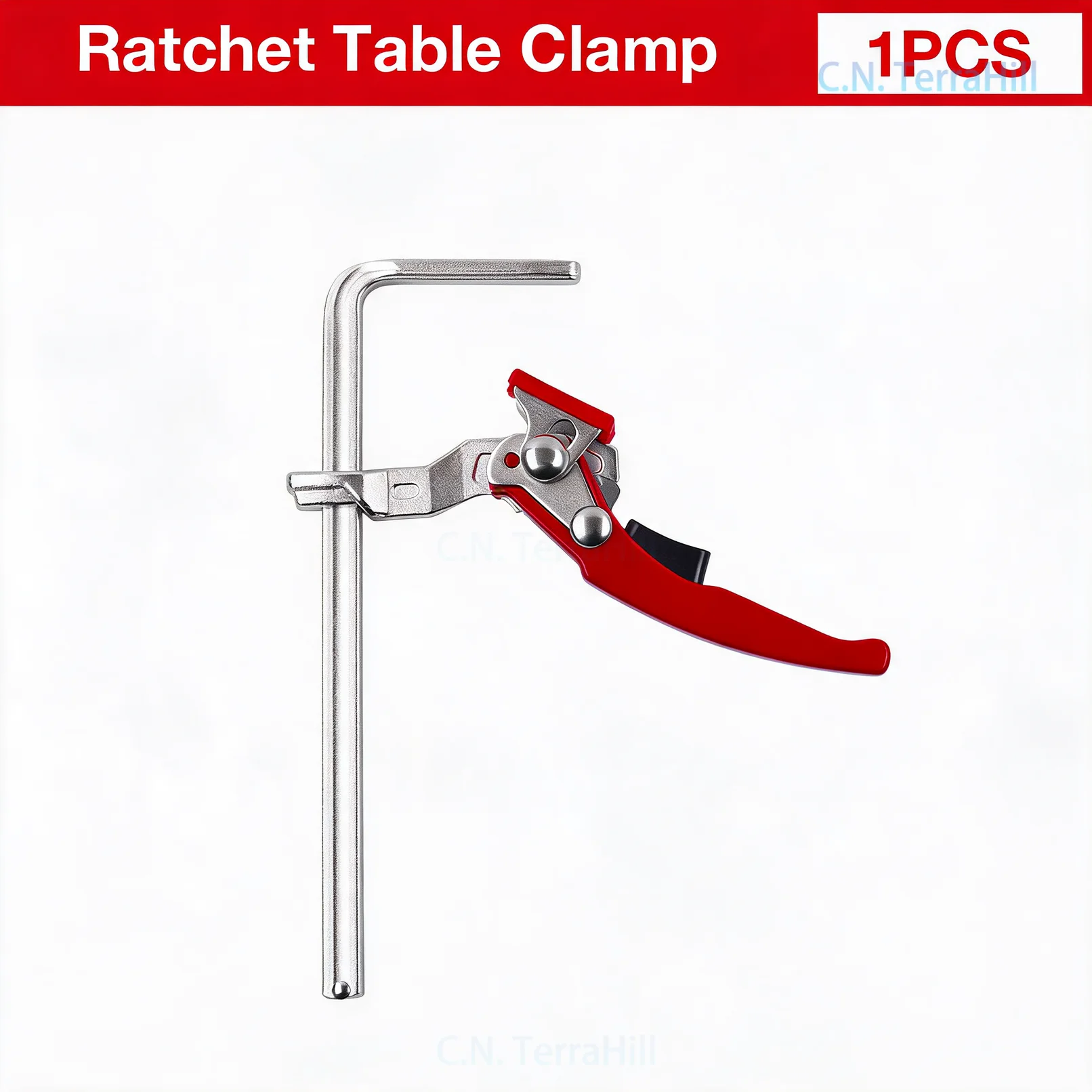 200x60mm Red Silver Ratchet F-Type Clamp Quick Rail Clamp for Woodworking Hand Tool