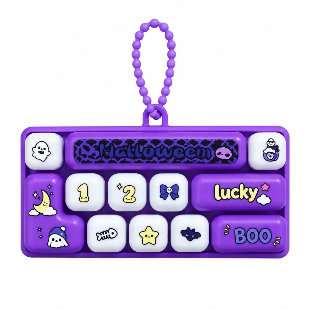 Cartoon 12 Keys Keyboard Keychain Animals Pressable Keys Keyboard Clicker Keychain Creative Mini Sensory Clicker Toys Travel Use