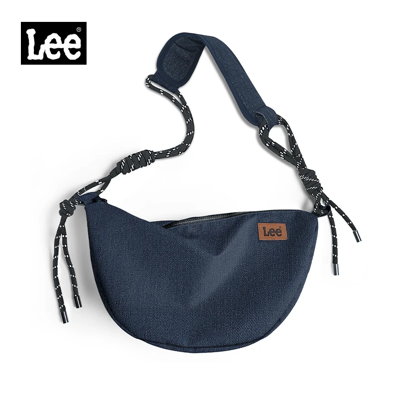 LEE 2025 Teenagers Waterproof Denim Crossbody Shoulder Bag Women Men Stylish Jeans Hobo Dumpling Crescent Bag Student Ipad Pack