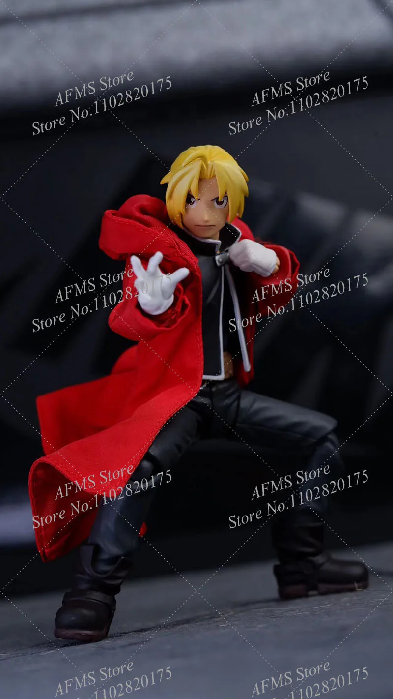 1/12 Men Soldier Edward Elric Red Windbreaker Anime Alchemist Cosplay Coat Clothes For 6Inch Action Figure Body Model Toys