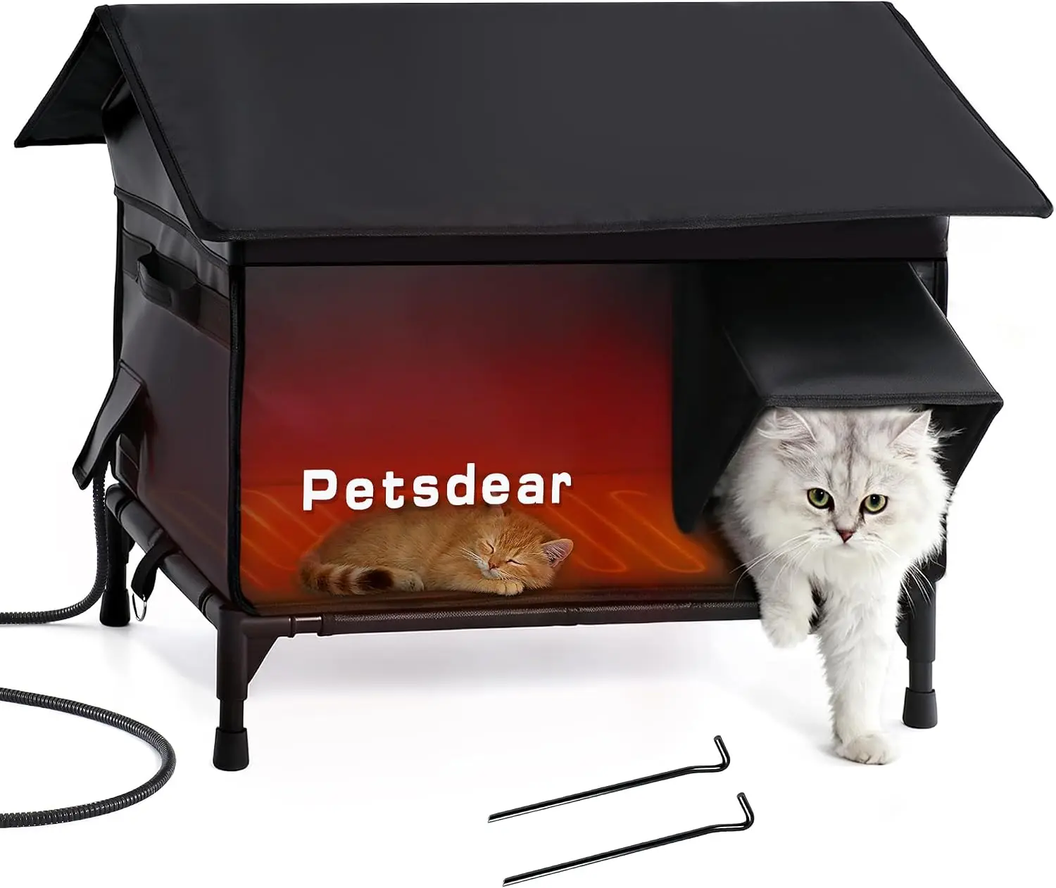 Heated Outdoor Cat House - Large Weatherproof Shelter for Multiple Cats