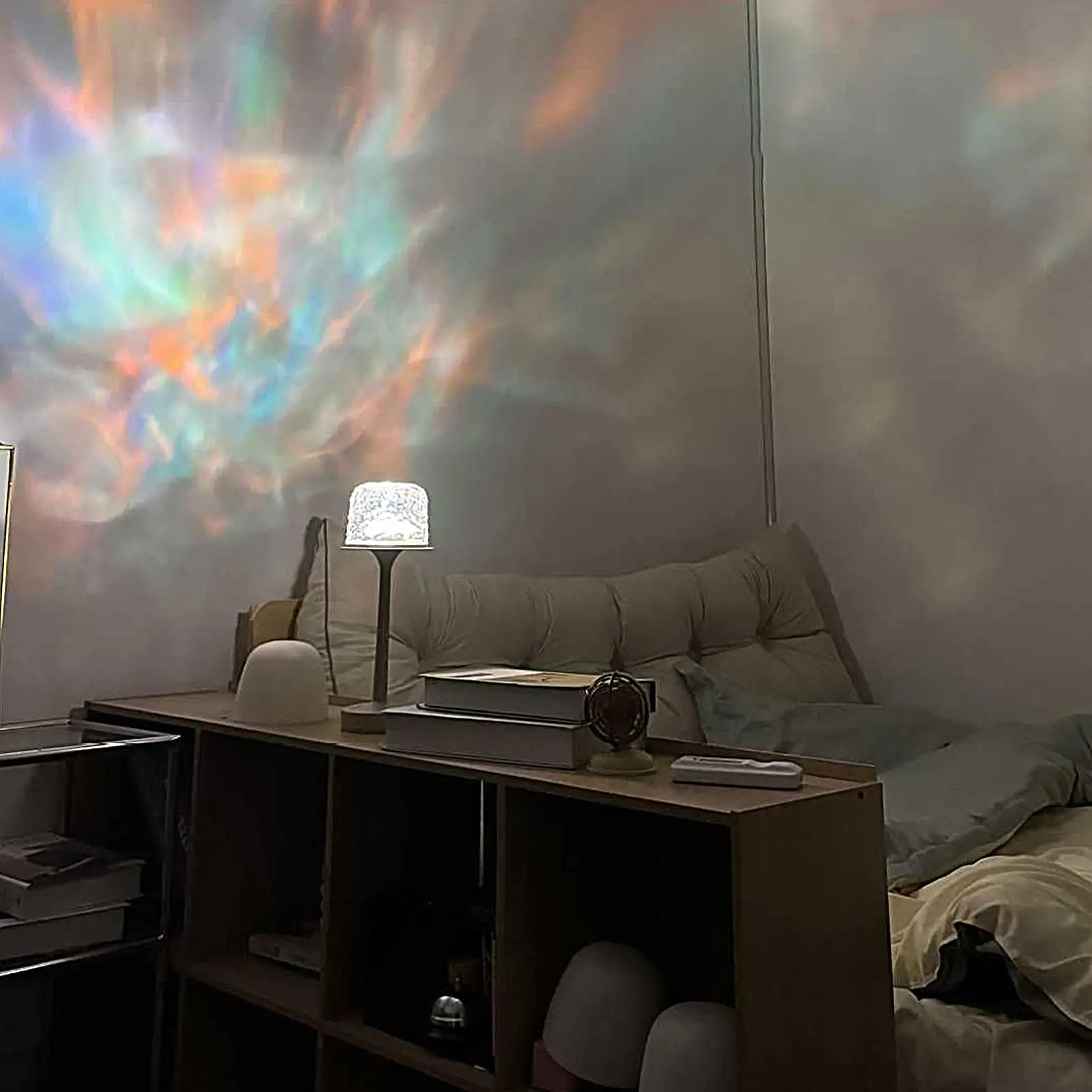 Proyector de luz, lámpara de escritorio de 16 colores, 2 modos, luz nocturna de ambiente con control remoto para juegos de meditación, mesa de salón