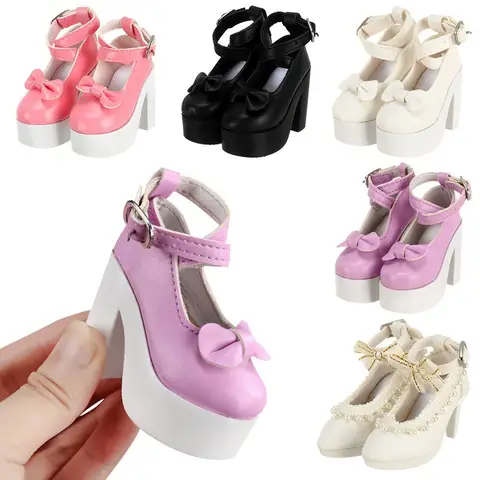1/3 7.8CM Princess Doll High Heel Shoes PU Leather Bowknot Shoes Suitable for 60cm Doll Wearing Doll Boots Shoes Accessories