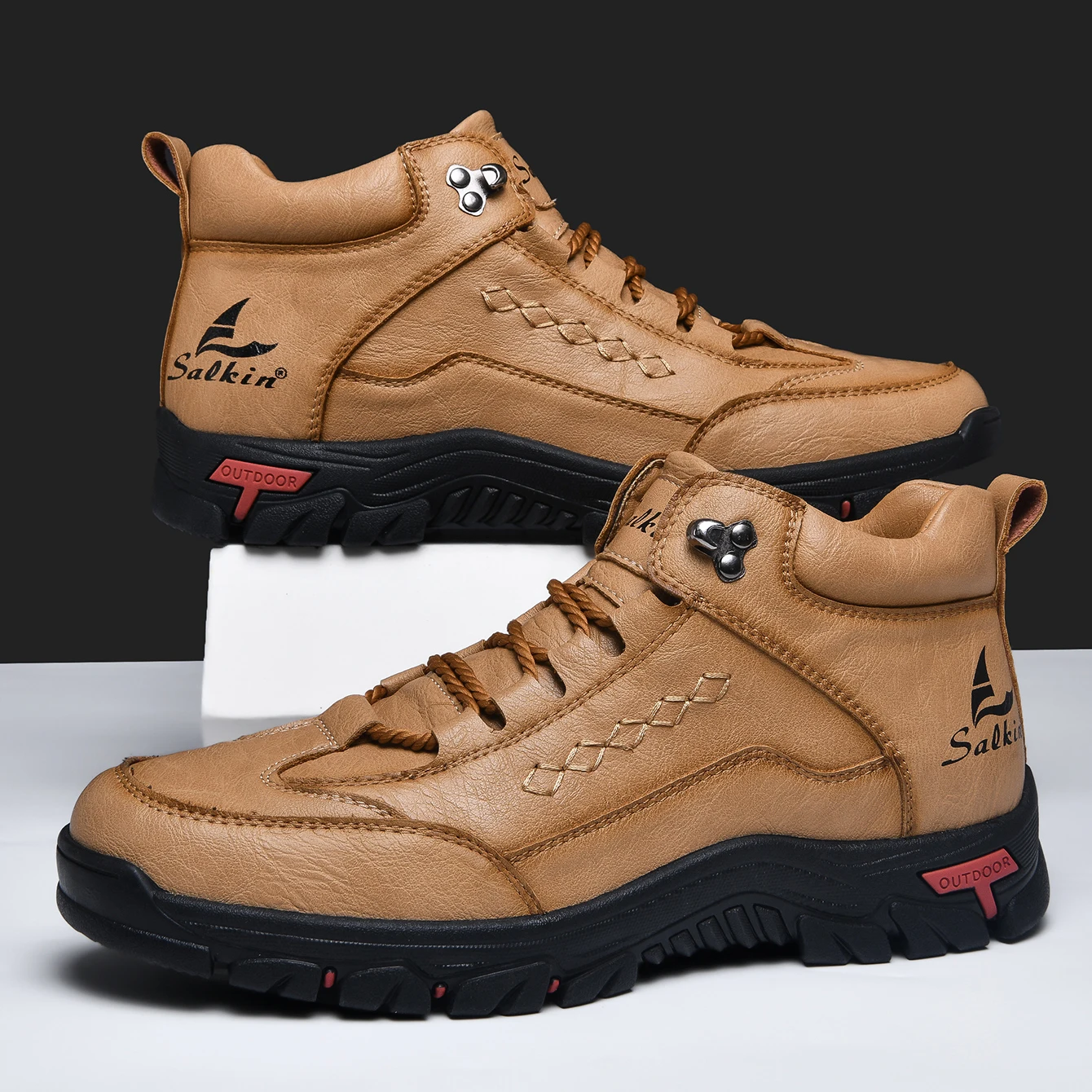 Scarpe classiche in pelle casual Handmand Stivali da uomo all'aperto Autunno Scarpe casual traspiranti retrò Stivaletti stringati Autunno inverno