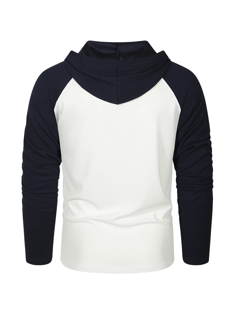 سترة بغطاء للرأس للرجال بجيب ملون وجيب رياضي وفي الهواء الطلق، ملابس كاجوال رائعة للربيع والخريف، ملابس بقلنسوة #3