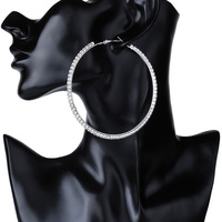 25-100mm Fashion Large Hoops Earrings With Rhinestone Circle Crystal Earrings Big Basketball For Women Hiphop Punk Party Jewelry