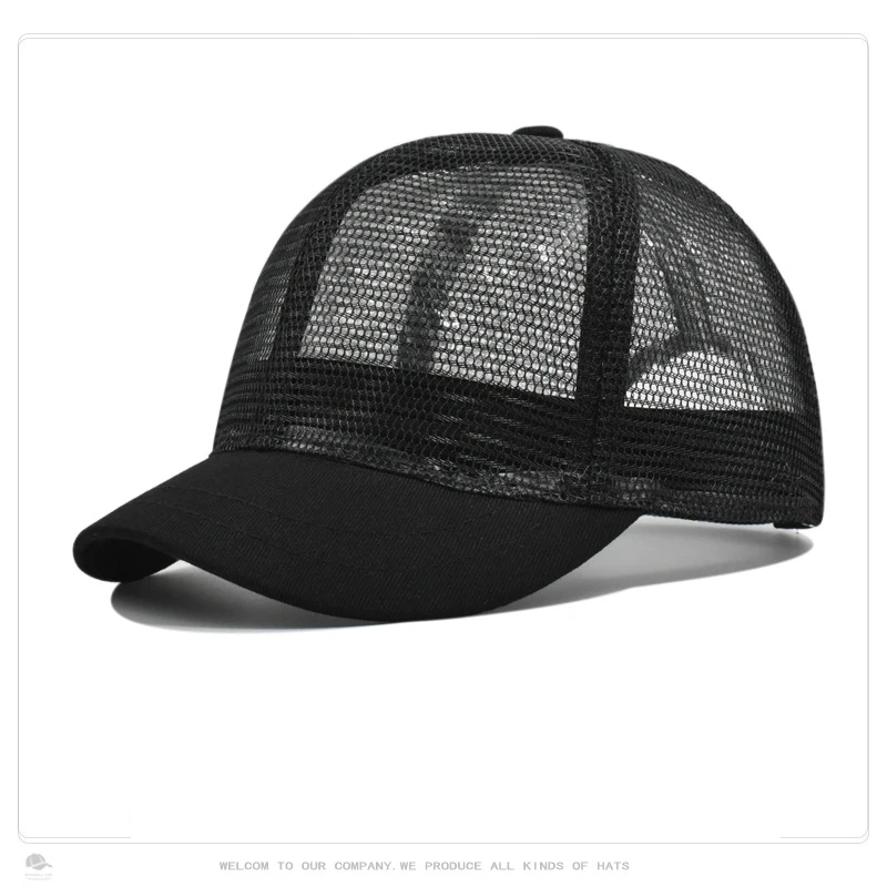 Big Head Full Mesh Hat Short Brim Baseball Cap Men and Women Skeleton Simple Mesh Duck Tongue Cap Sunscreen Breathable Sun Hat