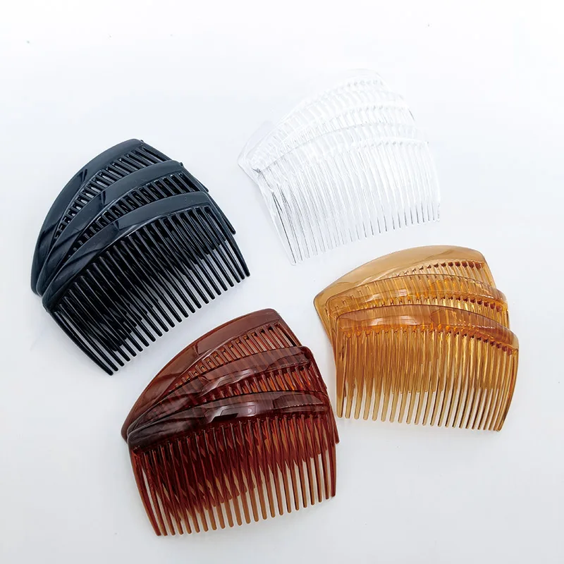 12/50 قطعة مشط الشعر البلاستيكي الجانبي بسيط 23 الأسنان إكسسوارات الشعر عقد قوي مشط الشعر للنساء الفتيات 3 لكل من 4 ألوان