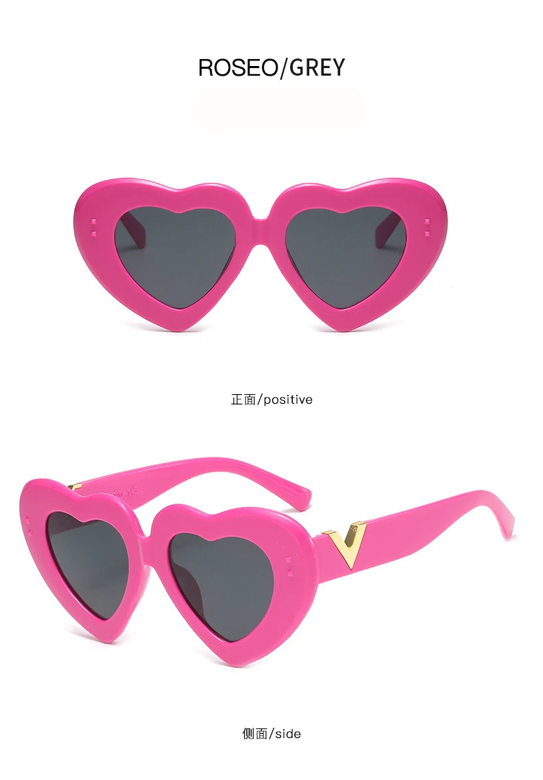Neue Mode Liebe Herz Sonnenbrille Frauen Nette Sexy Retro Cat Eye Vintage Günstige Sonnenbrille Schwarz Rot Weibliche Brillen – Detail 6