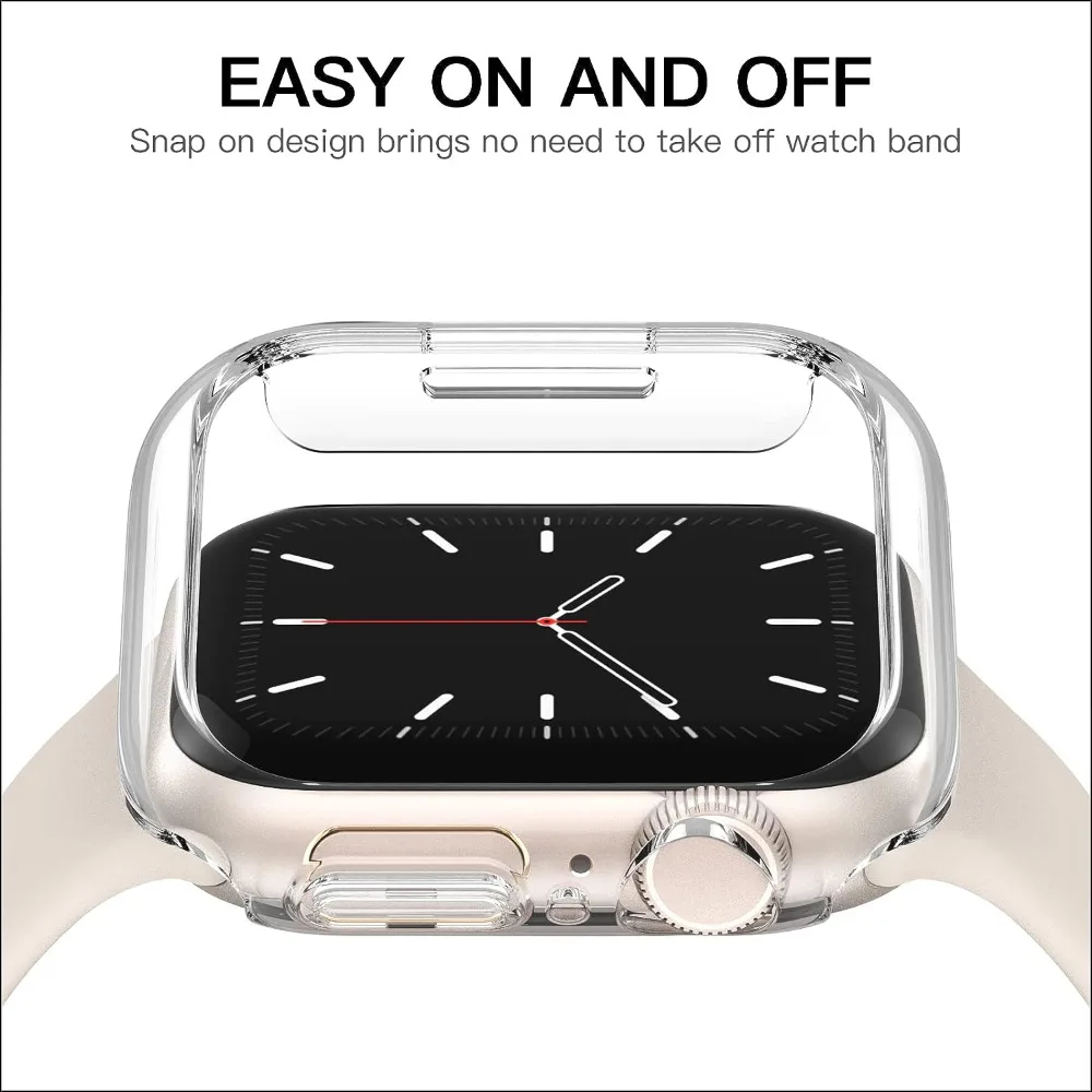 Funda mate para Apple Watch, cubierta protectora de parachoques de PC duro, marco sin vidrio, accesorios para iWatch SE 9, 8, 7, 6, 5, 4, 45mm, 41mm, 40mm, 44mm