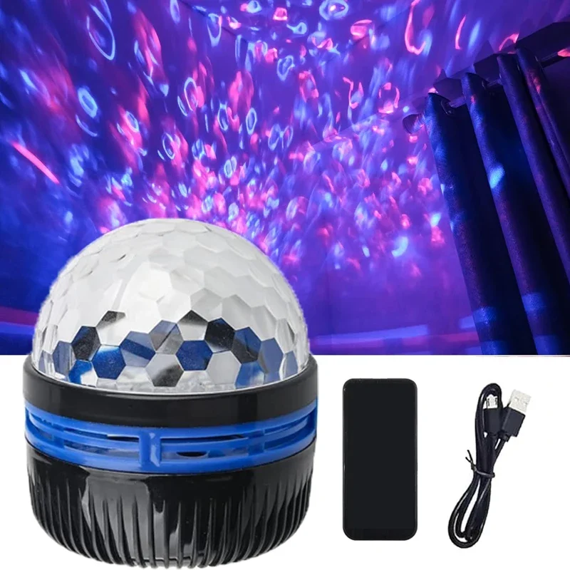 Star Projector Aurora LED USB Night Lights 360°Rotating Lighting Remote Control Ocean Wave Northern Light for Bedroom Party KTV