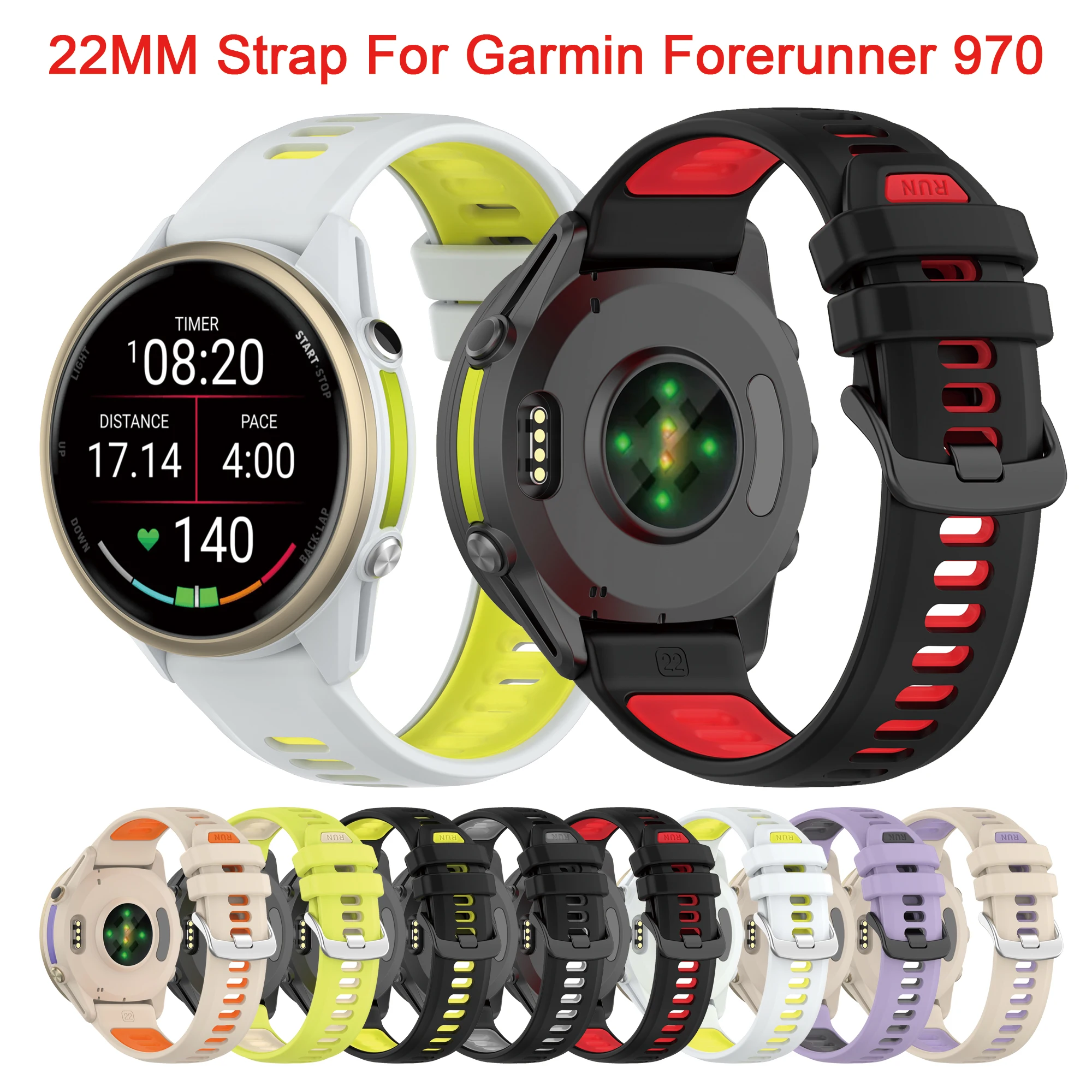 

Спортивный силиконовый ремешок 22 мм для Garmin Forerunner 970 965 955 Solar 945 935 745 Smatr, ремешок для часов, браслет, аксессуары для часов