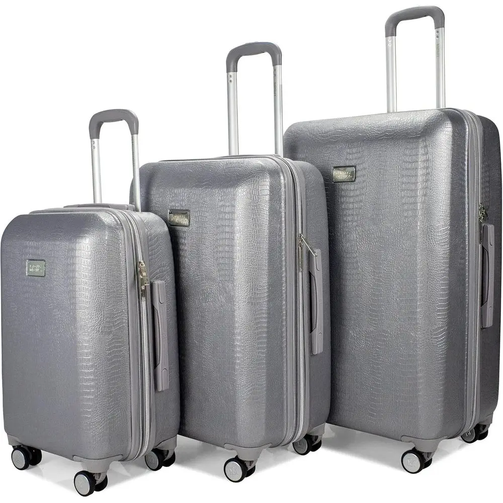 

Expandable Snakeskin 3-Piece Luggage Set in Silver