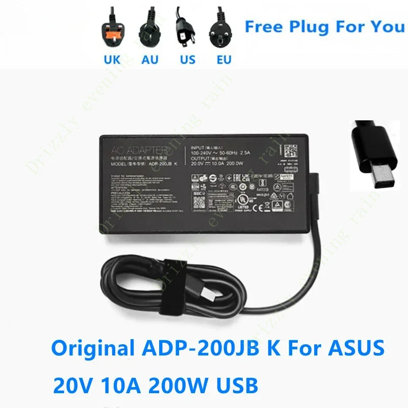 Original AC adapter charger for Asus 20V 10A 200W USB ADP-200JB K A20-200P1A laptop power supply