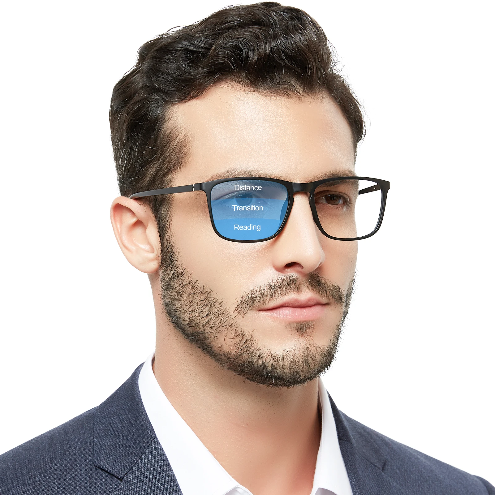 Progressive Glasses For Men Square Anti Blue Light Reading Glasses Multifocus Computer Eyeglasses Simple Reading Magnifier