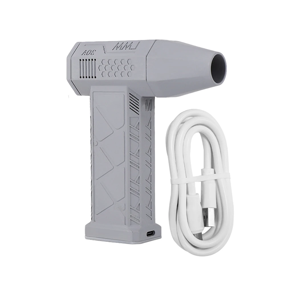 

Handheld Brushless Motor Jet Fan 130000RPM 200W ABS Metal Black Grey Compressed Air Duster Keyboard Cleaning Tool with Type-C