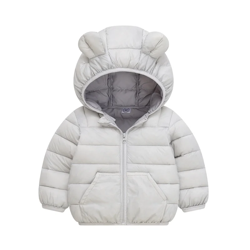 2024 Autumn Winter Down Coat New Children\'s Solid Color Cotton Jackets Boys Girls Windproof Outerwear Kids Hooded Casual Clothes