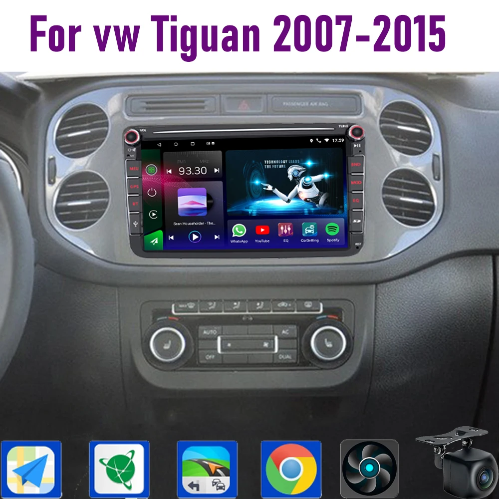 

GPS 8" For VW Tiguan 2007-2015 Wireless CarPlay Android 15 Car Radio WIFI Multimedia Player Head Unit Google Map Camera 4GB+64GB