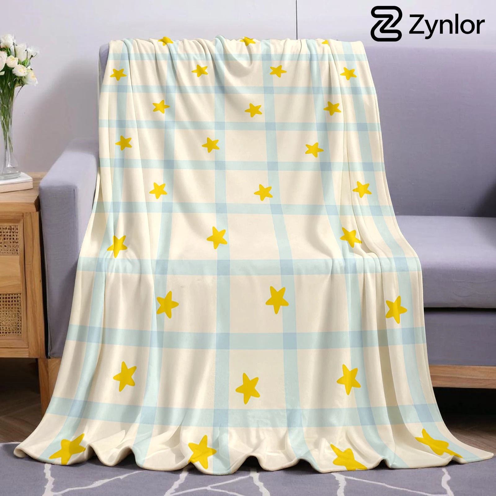 Check Star Grid Ultra Soft Sherpa Fleece Blanket Fluffy Warm Halloween Cozy Throw for Sofa Couch Bedroom Gift All season