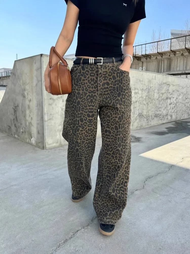 Y2K Wide Leg 2000s Denim Trouser Women\'s Baggy Trashy Vintage Casual Pants Female High Street Retro High Waist Straight Jeans