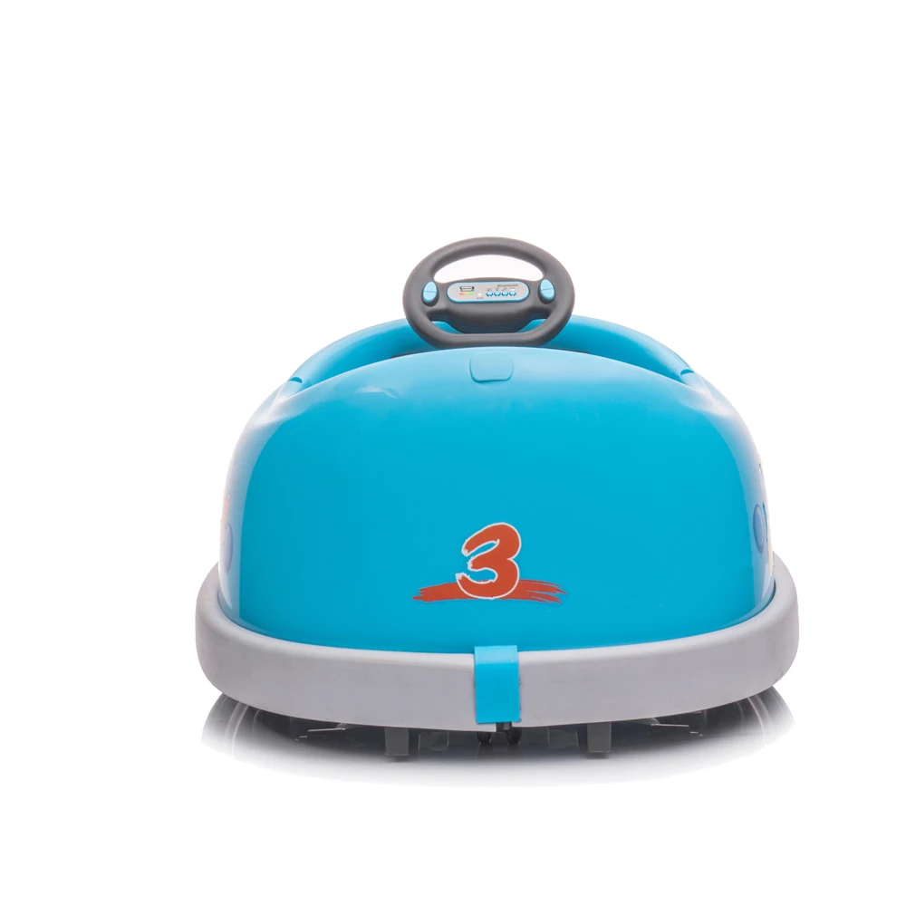 Voiture de Collision pour enfants, véhicule électrique à double entraînement 12V avec tige de poussée, plateau à manger, Mode musique USB, voiture de prévention des collisions