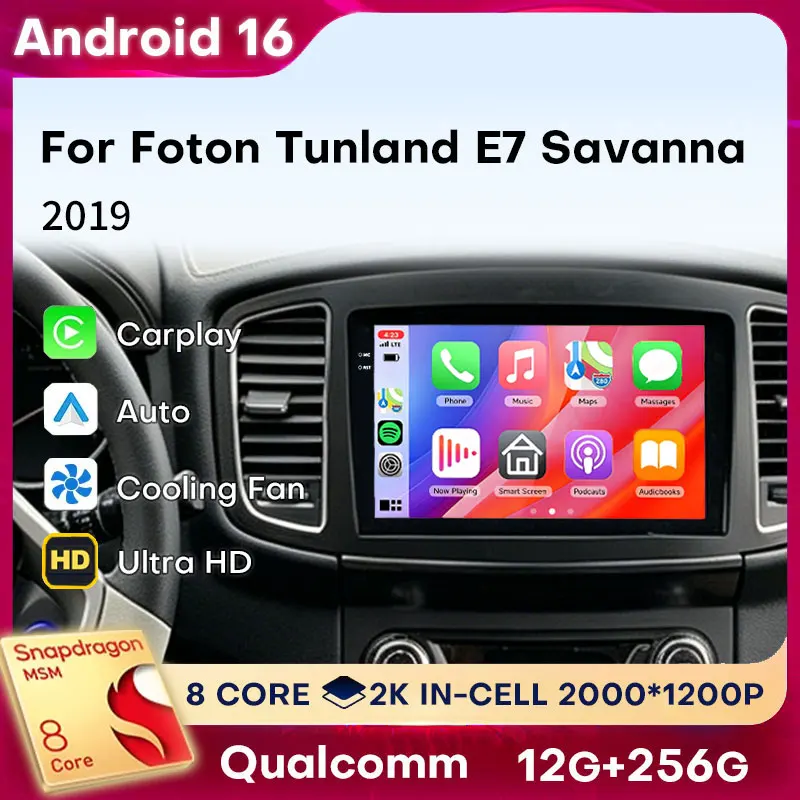 Wireless CarPlay Android Auto For Foton Tunland E7 Savanna 2019 Android 16 8 Core Multimedia Stereo Head Unit 4G 2 DIN Autoradio