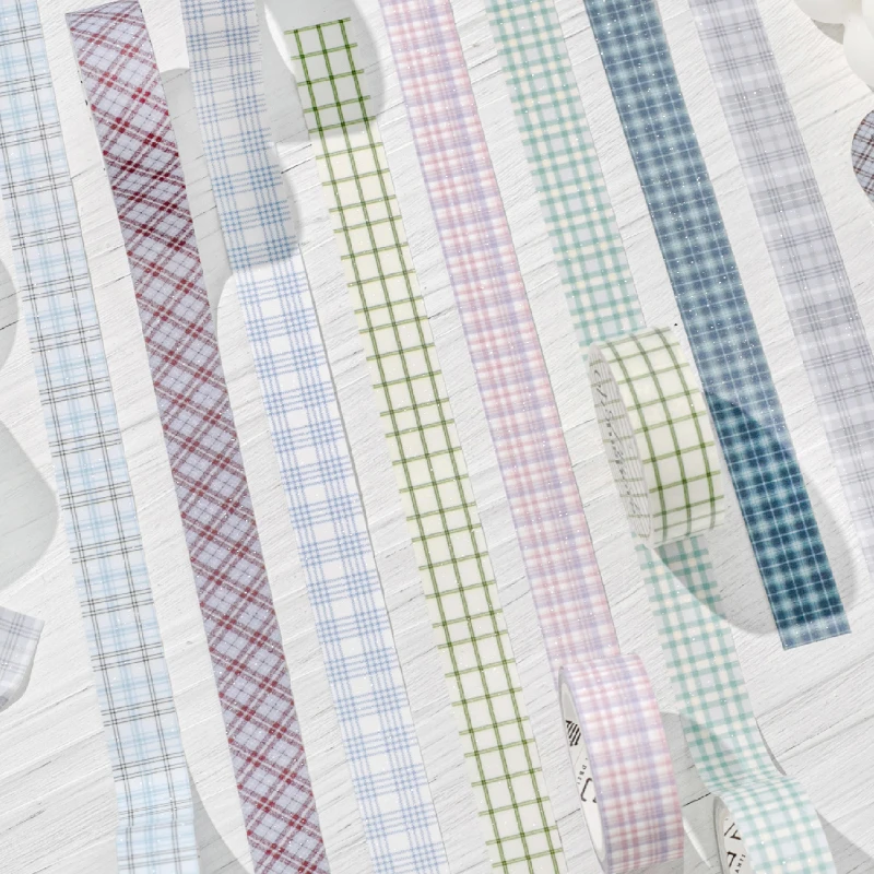 Journal GO 1.5cmx2m Plaid Washi Tape for Scrapbooking Collage Junk Journaling Adhesive Masking Tape Cute Tape Stationary