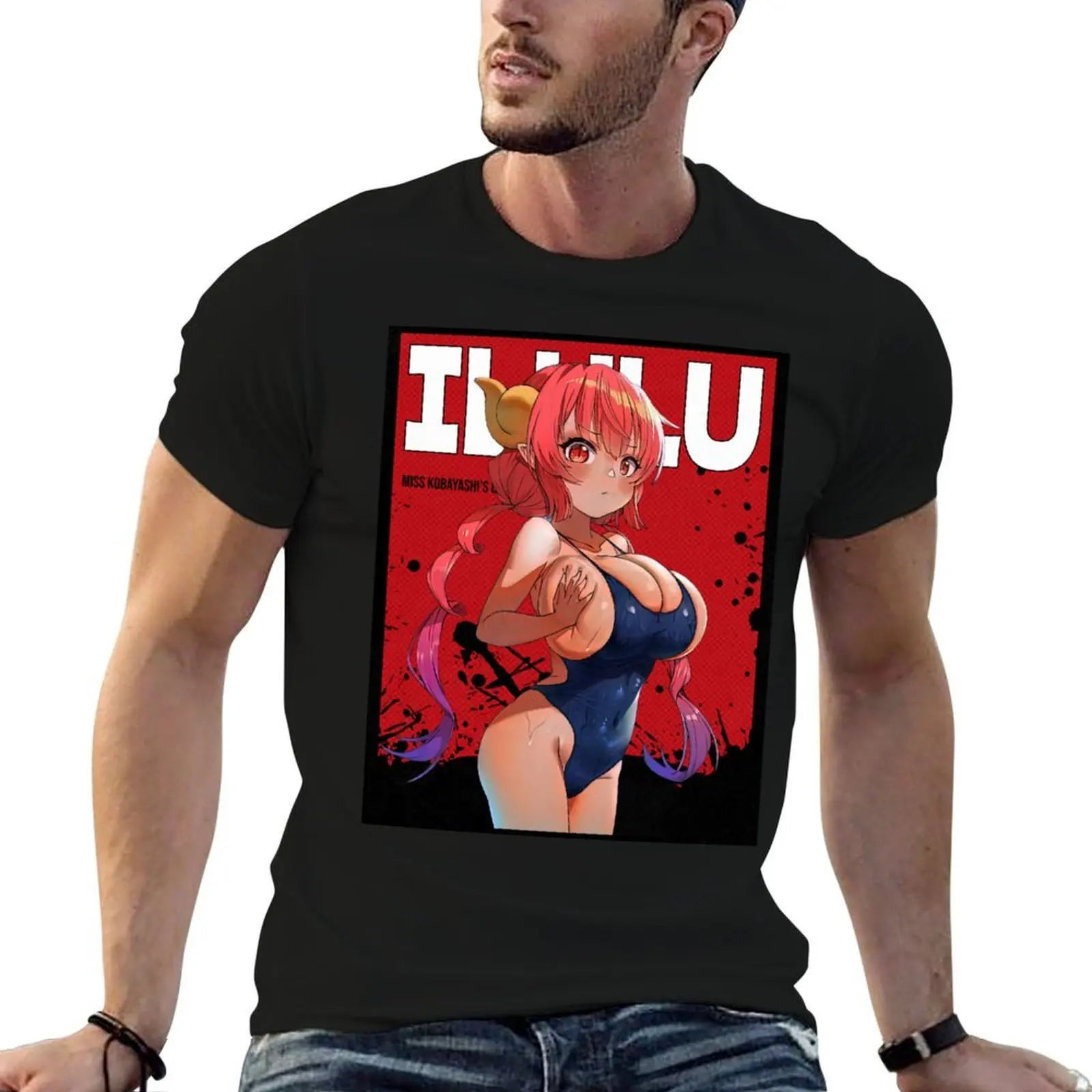 

Ilulu Miss Kobayashis Dragon Maid Red Comic Design v2 T-Shirt anime tshirt man t shirts high quality luxury brand T-Shirt