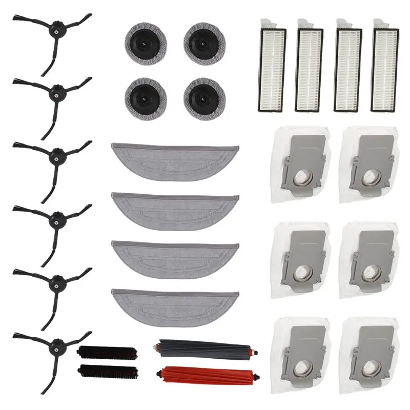 New Arrivals-Main Side Brush Filter Mop Cloth Dust Bag Set Replacement Parts For Roborock S8 Maxv Ultra/S8 Max Ultra Vacuum Clea