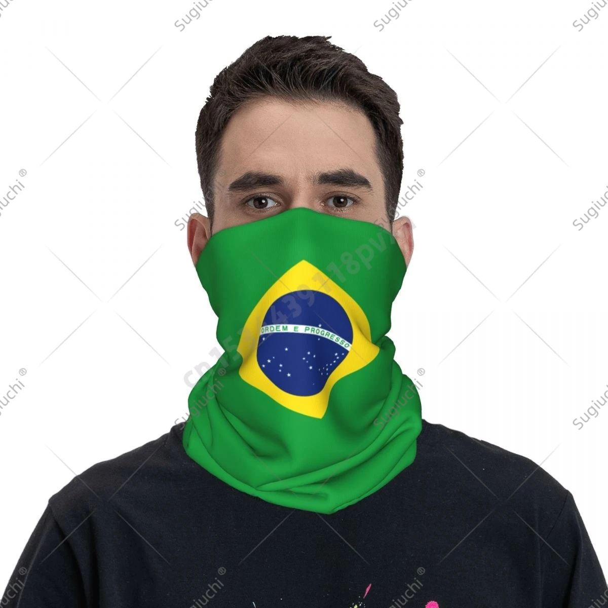 Brazil Flag Brazilian National Neckerchief Scarf Neck Face Mask Unisex Neck Warmer Seamless Bandana Headwear Cycling Hiking